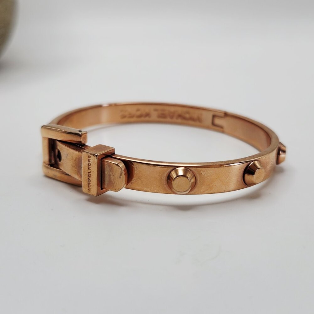 Michael Kors Astor Rose Gold Belt Buckle Studded Bracelet